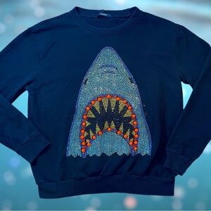 Embellished Shark Crewneck Sweatshirt